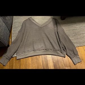 La Miel oversized long sleeve waffle knit V Neck Sweater size large